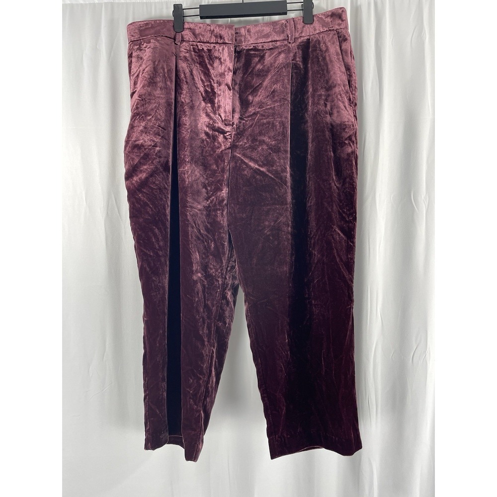 Loft Women's Crop Ankle Velvet Cranberry Pants Size 18 Petite Holiday Party New!